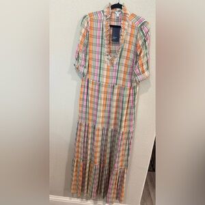 Crown & Ivy Vibrant Plaid Maxi Ruffle Dress